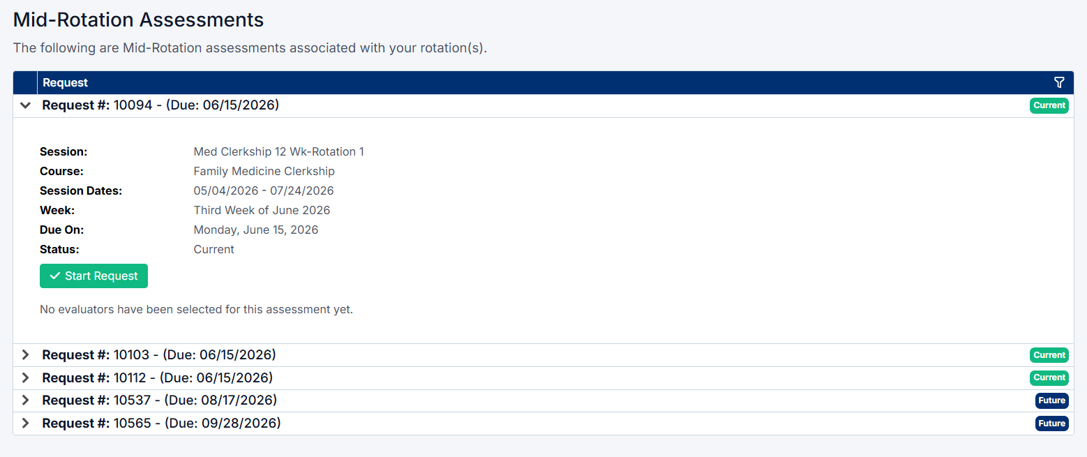 Start a Mid-Rotation Assessment